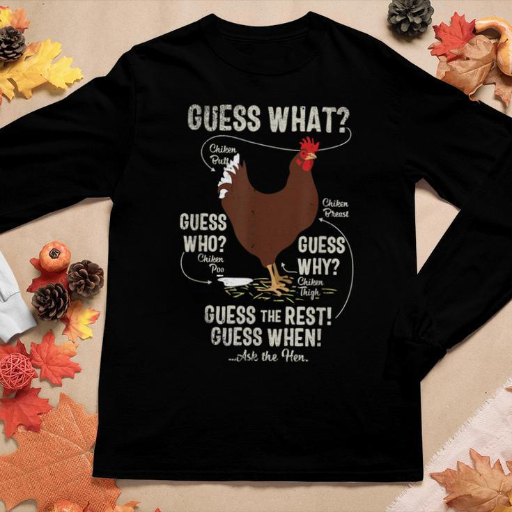 New Chicken Butt Guess Why Chicken Thigh Guess Who Poo Gift For Women Women Graphic Long Sleeve T-shirt Personalized Gifts