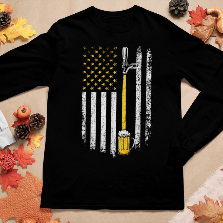Patriotic Us Flag American Brewery Craft Beer Funny Men Women Graphic Long Sleeve T-shirt Funny Gifts