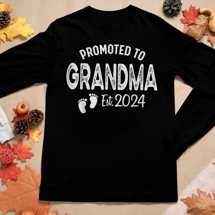 Promoted To Grandma 2024 Soon To Be Grammy Funny New Nanny Women Graphic Long Sleeve T-shirt Personalized Gifts