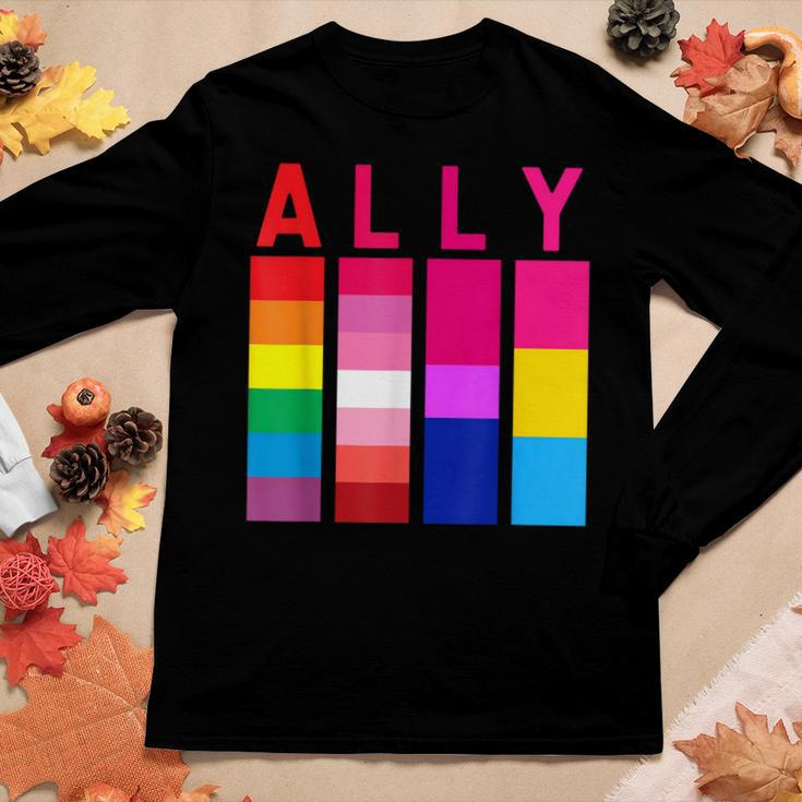 Proud Ally Pride Rainbow Lgbt Ally Women Graphic Long Sleeve T-shirt Funny Gifts