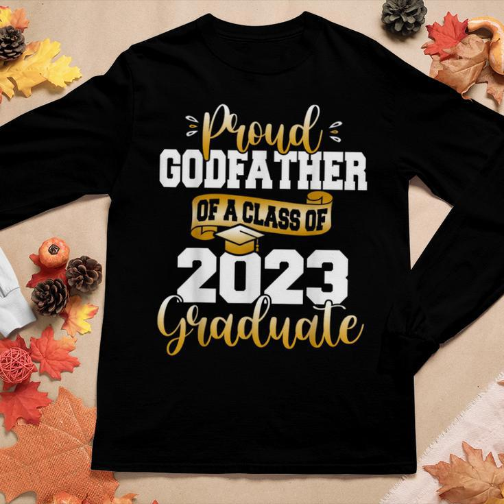 Proud Godfather Of A 2023 Graduate Funny Class Of 23 Senior Women Graphic Long Sleeve T-shirt Funny Gifts