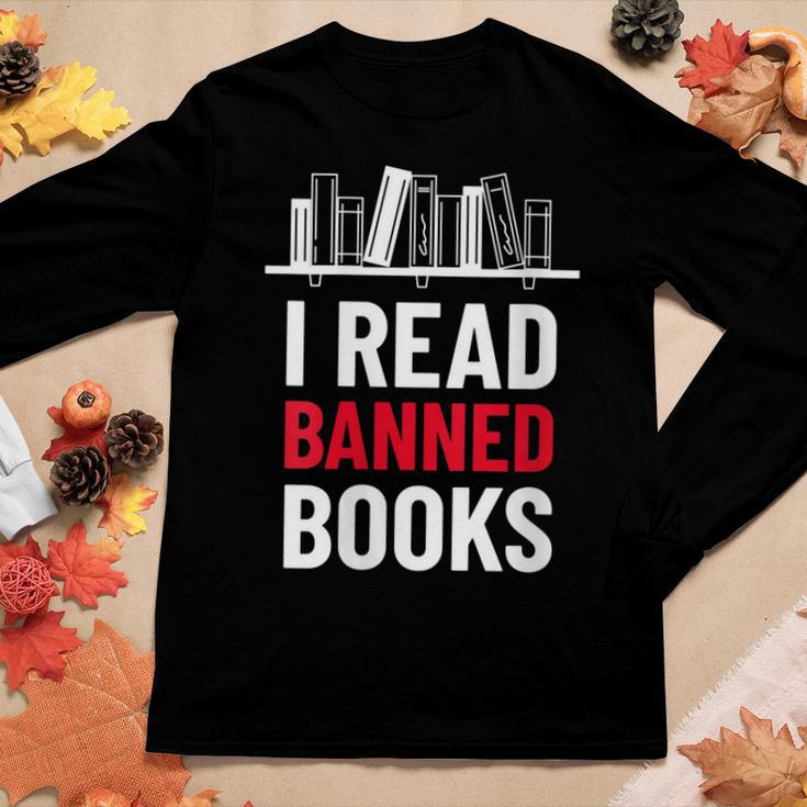 I Read Banned Books Banned Books Week Librarian Bibliofile Women Long Sleeve T-shirt Unique Gifts