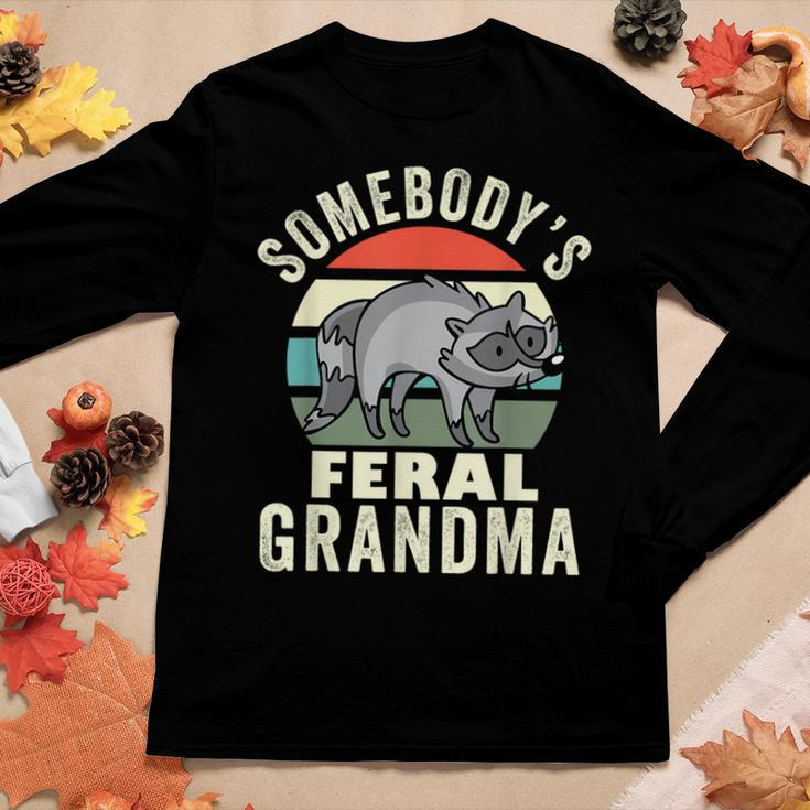 Somebodys Feral Grandma Wild Grandmother Family Retro Women Graphic Long Sleeve T-shirt Unique Gifts