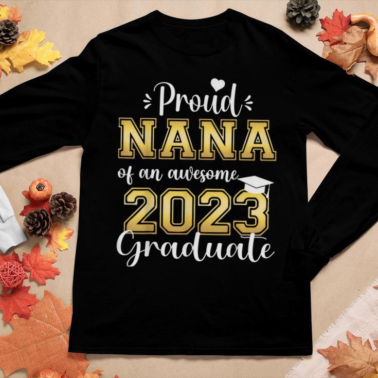 Super Proud Nana Of 2023 Graduate Awesome Family College Women Long Sleeve T-shirt Unique Gifts
