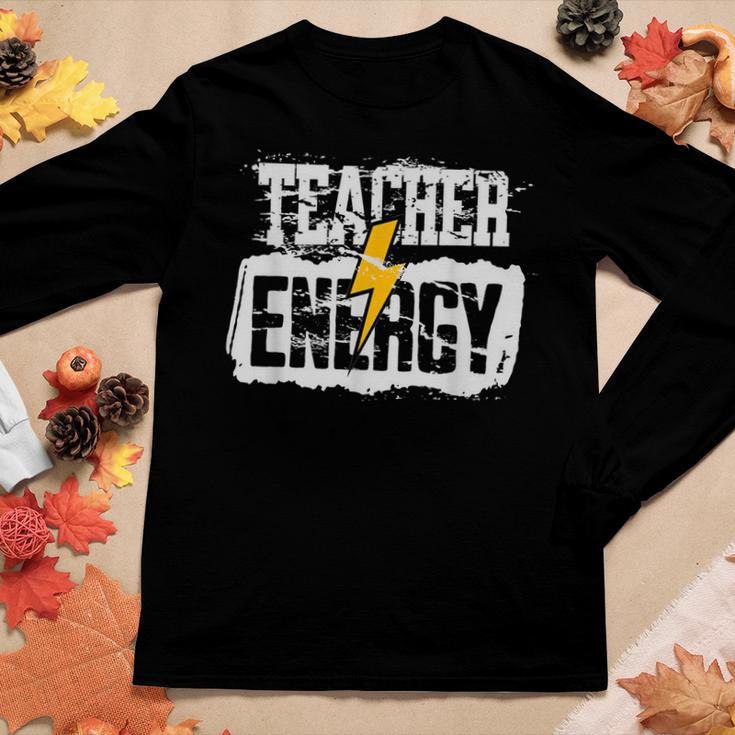 Teacher Energy Retro Elementary New Teacher Back To School Women Long Sleeve T-shirt Unique Gifts