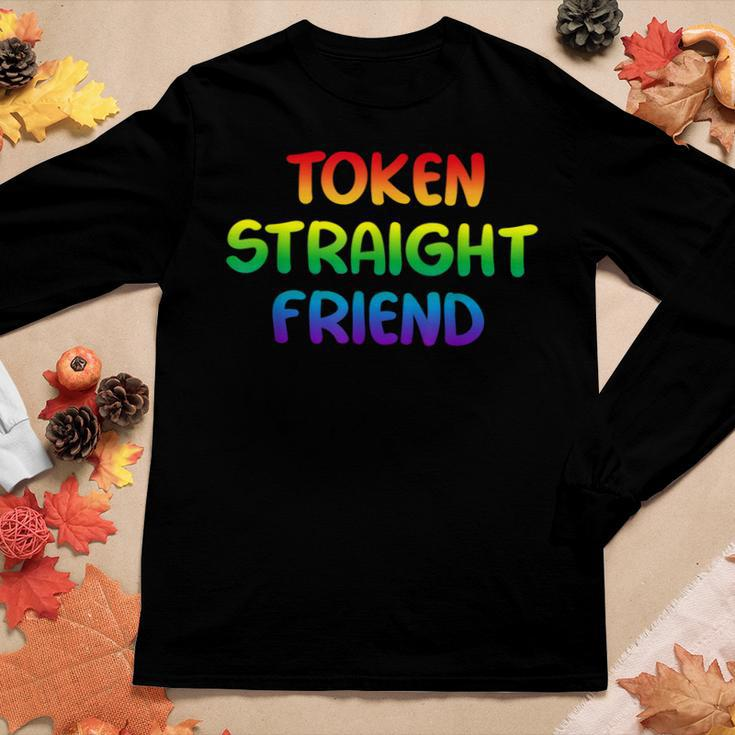 Token Straight Friend Rainbow Colors Lgbt Men Women Women Graphic Long Sleeve T-shirt Funny Gifts