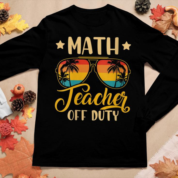 Vintage Math Teacher Off Duty Last Day Of School Summer Women Long Sleeve T-shirt Unique Gifts