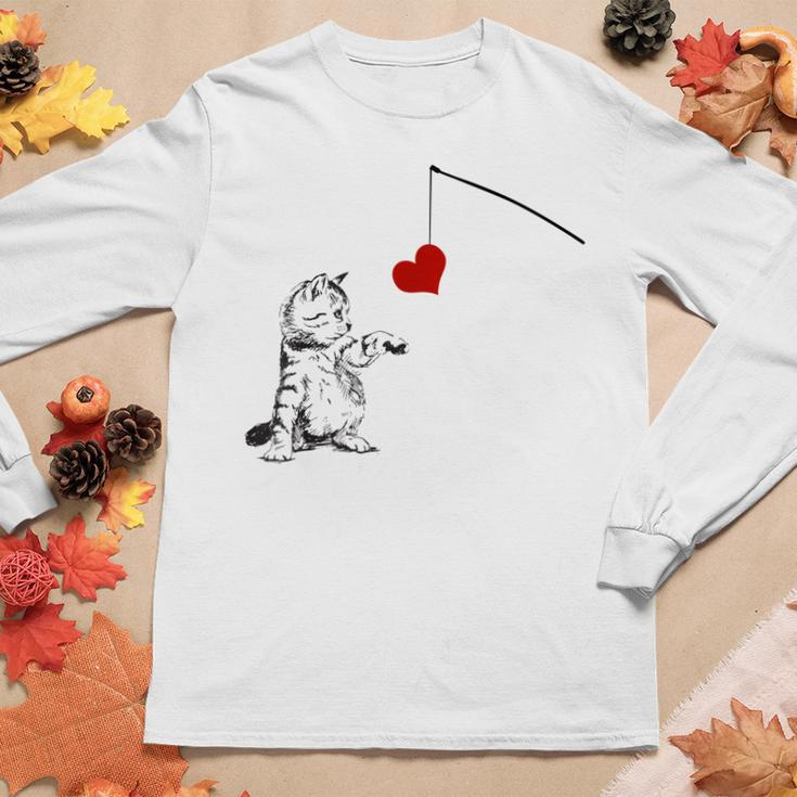 Cat Lovely Play Fishing Pole Cat Toys For Cat Dad Cat Mom Women Long Sleeve T-shirt Unique Gifts
