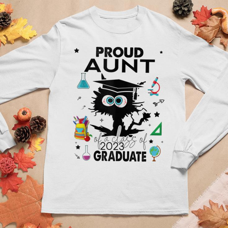 Proud Aunt Of A Class Of 2023 Graduate Cool Black Cat Women Long Sleeve T-shirt Unique Gifts
