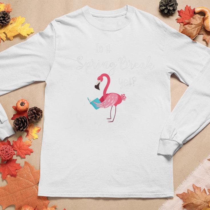 Teacher Spring Break With Reading Flamingo Women Long Sleeve T-shirt Unique Gifts