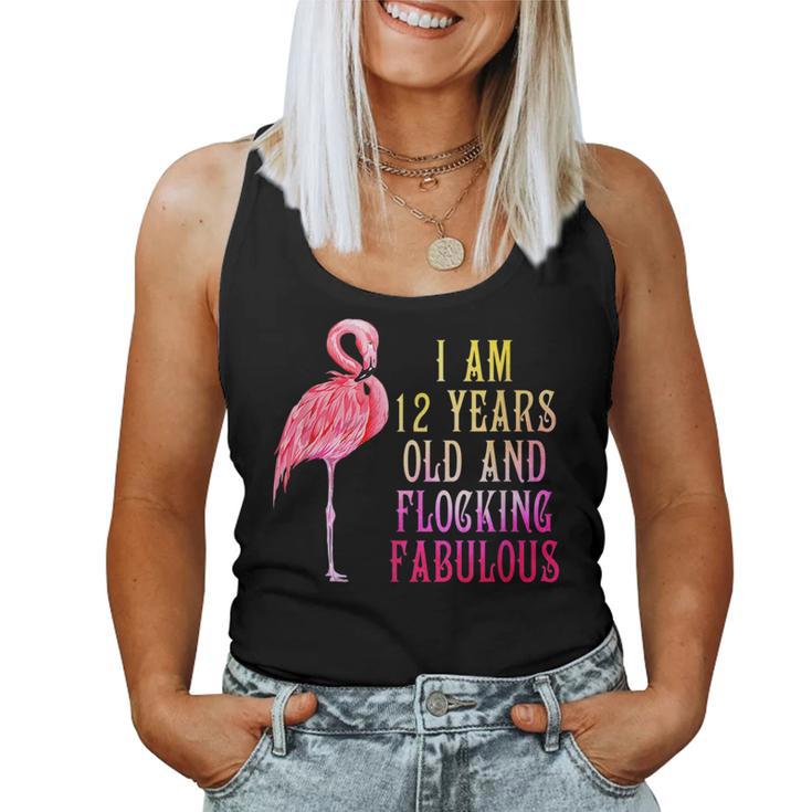 12Nd Birthday Pink Watercolor Flamingo 12 Year T Women Sweatshirt