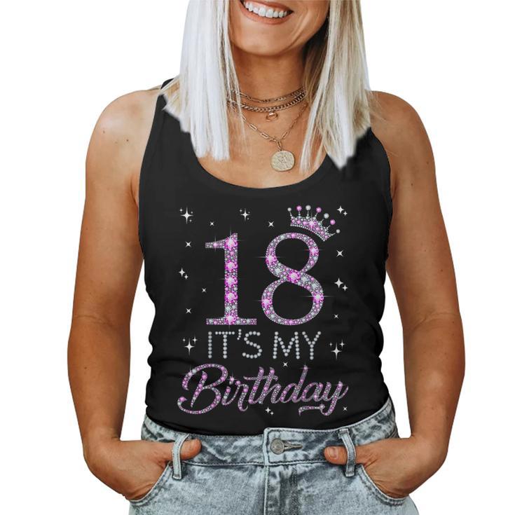 18 It's My Birthday Pink Crown Happy 18Th Birthday Girl Women Tank Top -  Monsterry