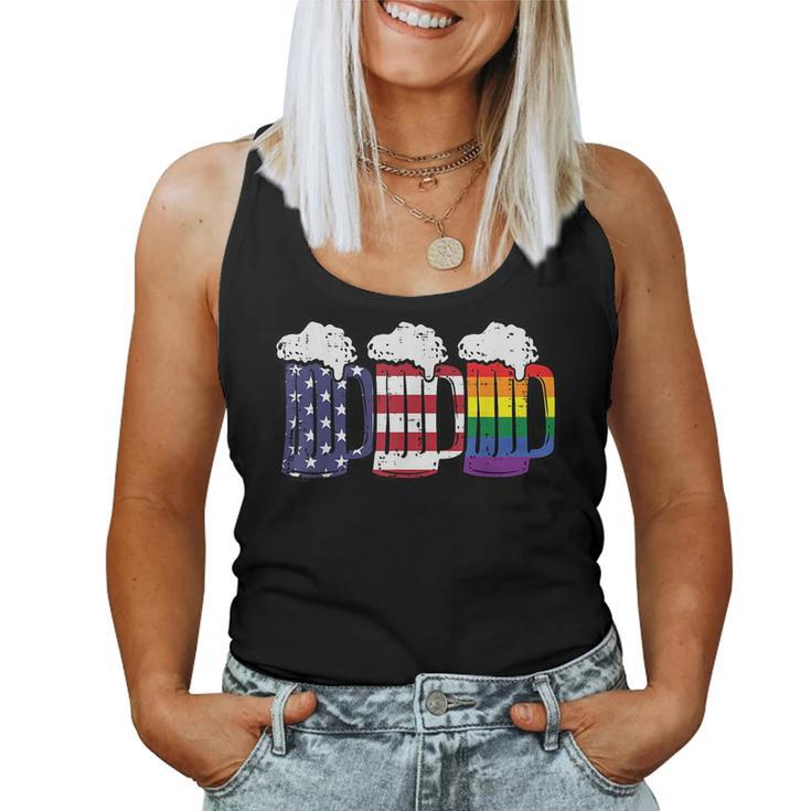 3 Rainbow Fourth Gay Pride Lgbt 4Th Of July Patriotic Women Tank Top