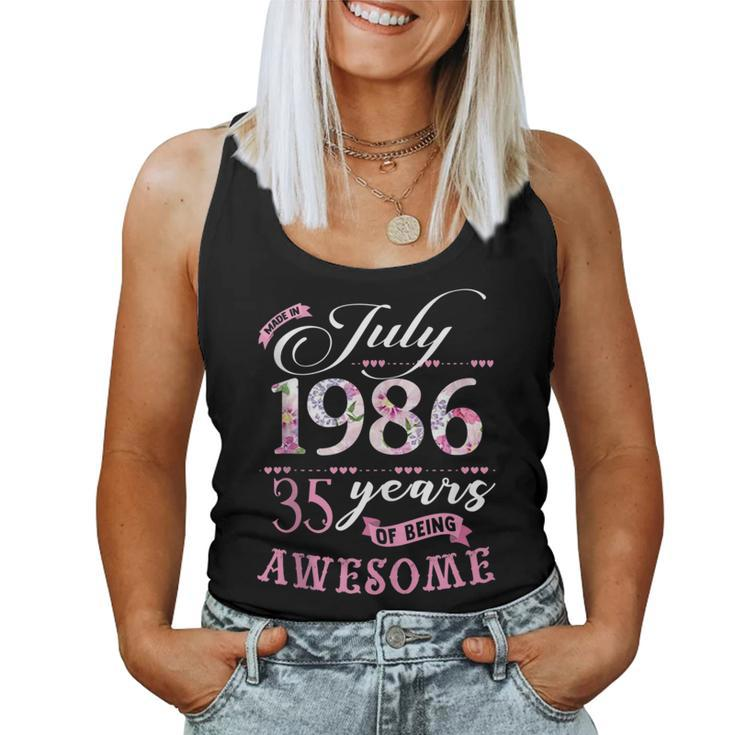 35Th Birthday Floral Born In July 1986 Women Tank Top