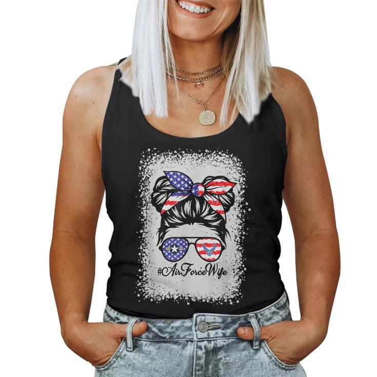 Air Force Wife Messy Bun Sunglasses Military Valentine Day Women Tank Top