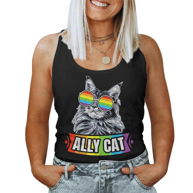 Ally Cat Straight Lgbt Supporter Gay Pride Ally Rainbow Women Tank Top