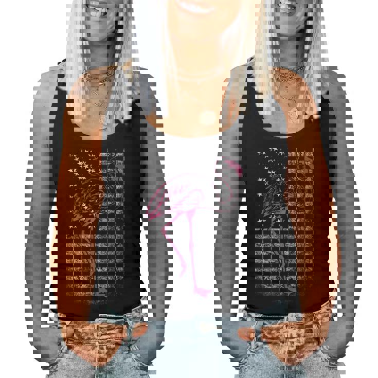 American Flag Pink Flamingo Patriotic 4Th Of July Usa Flag Patriotic Women Tank Top