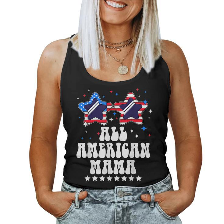 All American Mama Mom Usa Flag Sunglasses 4Th Of July Women Tank Top