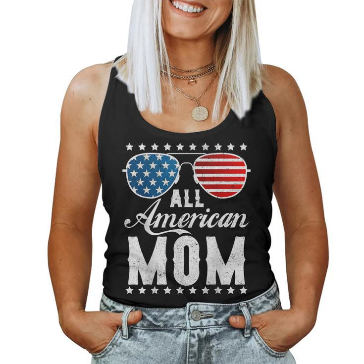 All American Mom - Usa Flag 4Th Of July Matching Sunglasses Women Tank Top