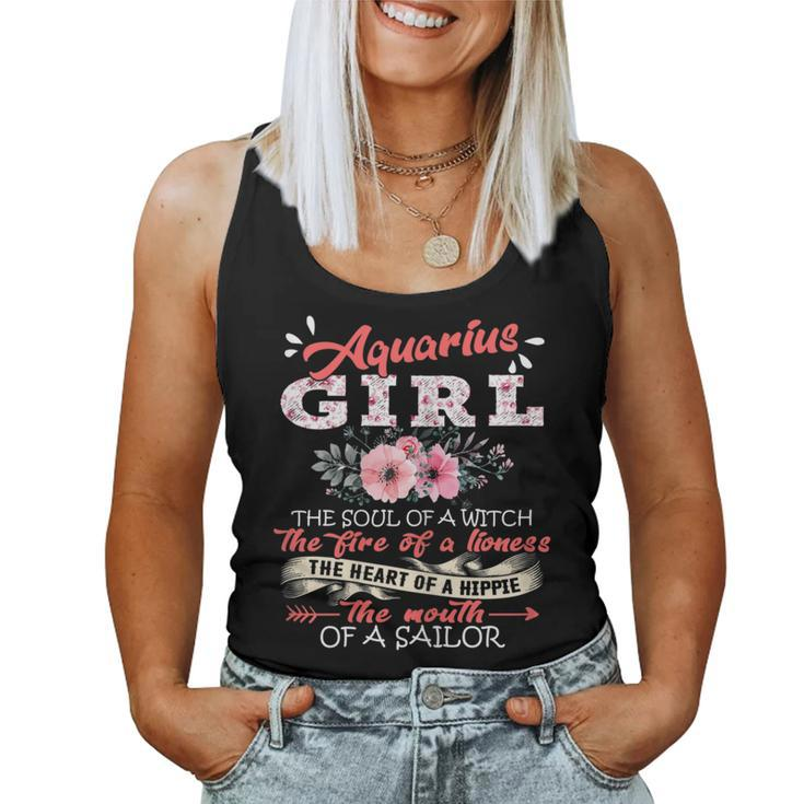 Aquarius Girl The Soul Of A Witch Floral Birthday Women Tank Top