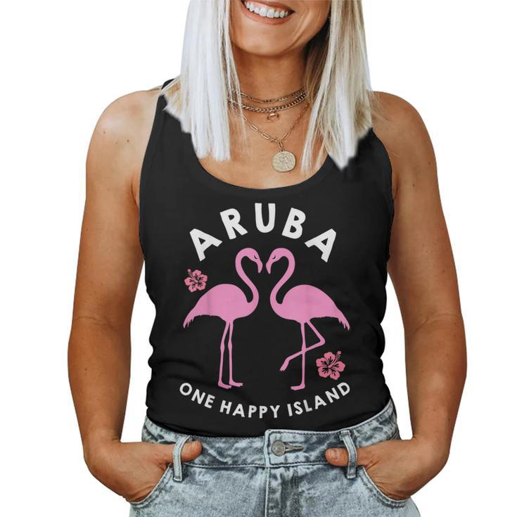 Aruba One Happy Island Flamingo And Flowers  Women Tank Top Weekend Graphic