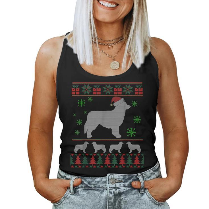 Aussie Shepherd Dog Ugly Christmas Sweater Dog Lovers Women Tank Top