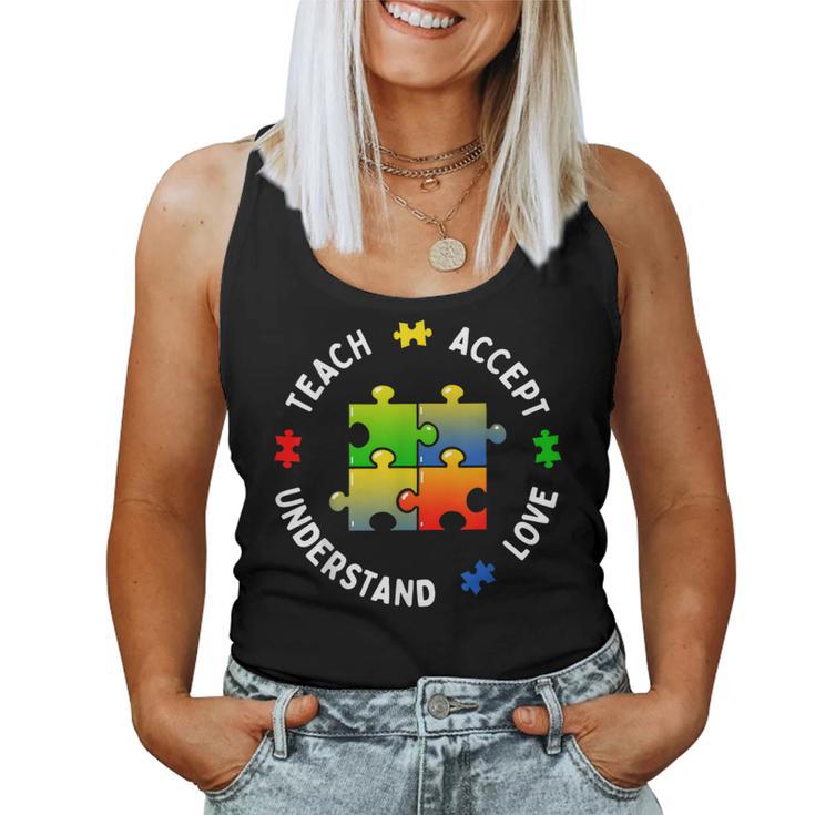 Autism Awareness Teacher Teach Accept Understand Love Women Tank Top