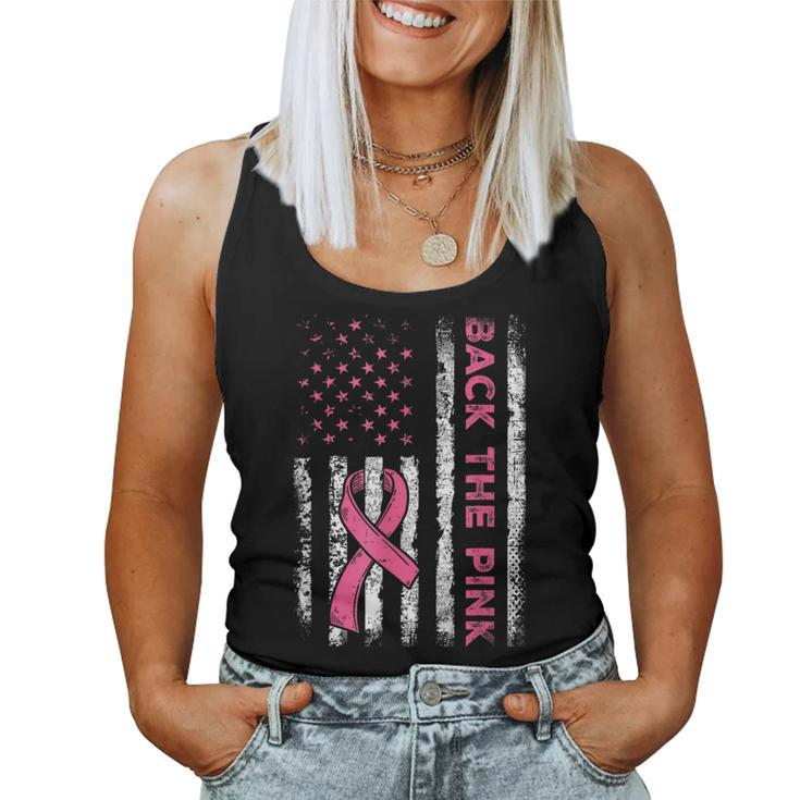 Back The Pink Ribbon Flag Breast Cancer Warrior Women Tank Top
