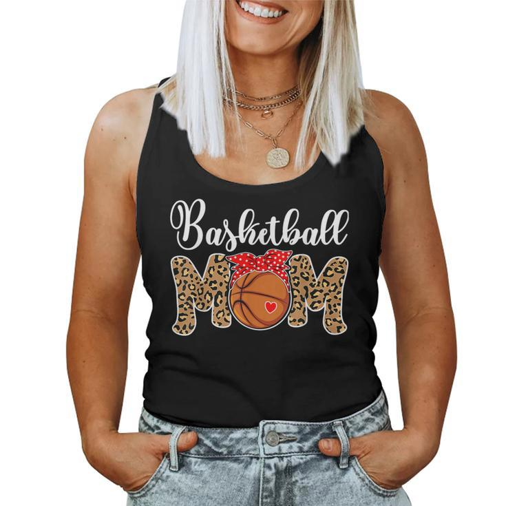 Basketball Mom Leopard Messy Bun Game Day  Women Tank Top