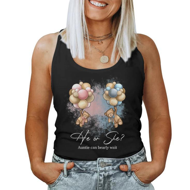Bears Balloons Auntie Can Bearly Wait Gender Reveal Women Tank Top