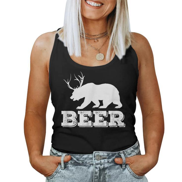 Beer Bear Antler Bear Lover Beer Drinking Party Women Tank Top