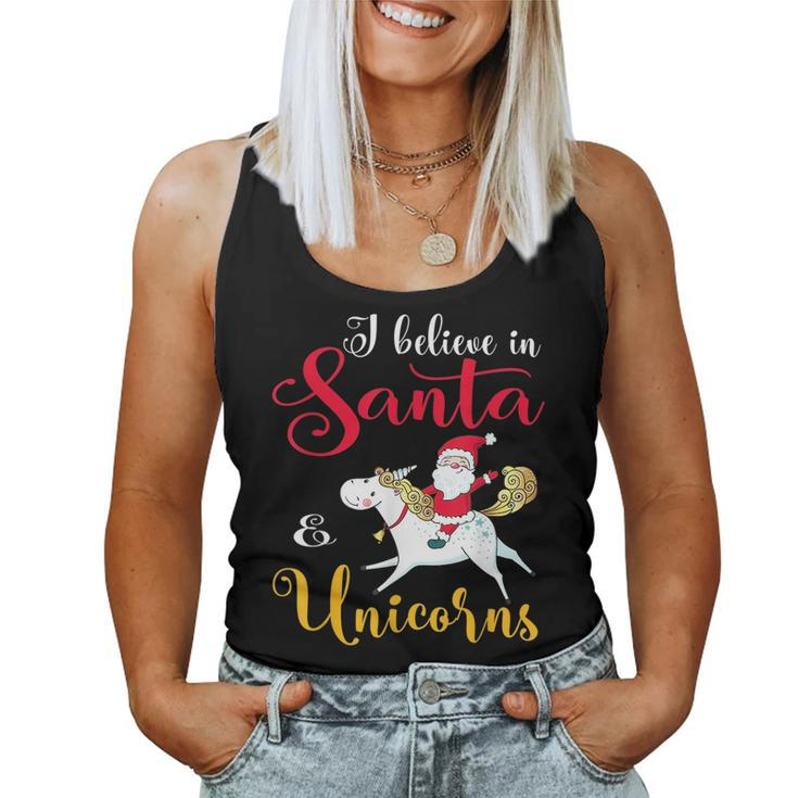 I Believe Santa And Unicorn Christmas Unicorn Women Tank Top