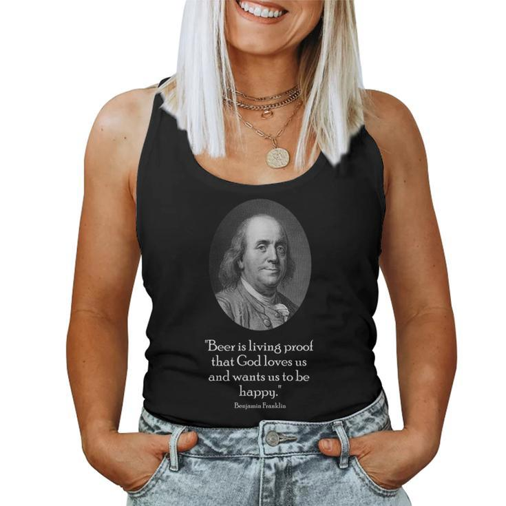 Ben Franklin And Quote About Beer Women Tank Top