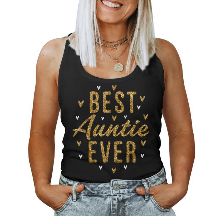 Best Auntie Ever Gifts Cute Love Heart Print Aunt  Women Tank Top
