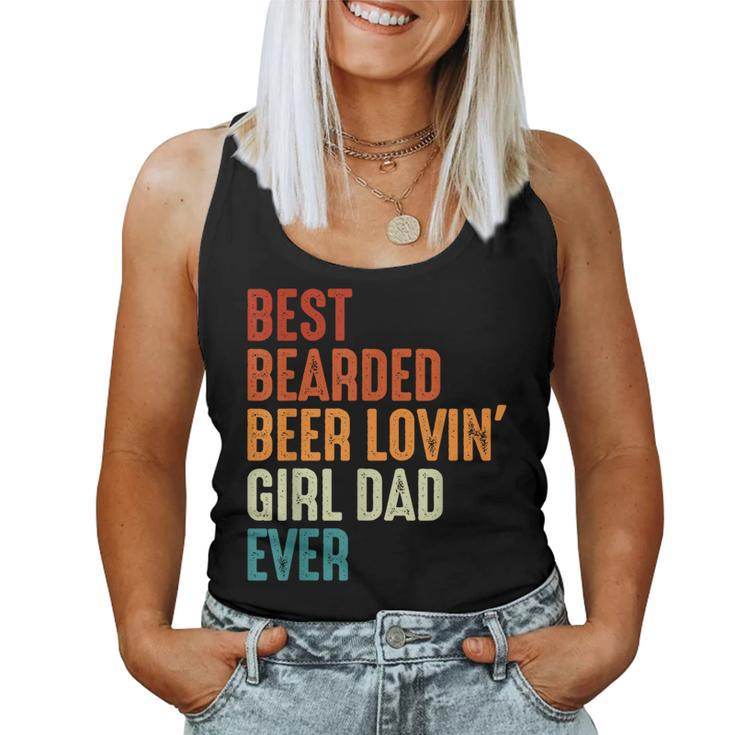 Best Bearded Beer Loving Girl Dad Ever Retro Father Women Tank Top