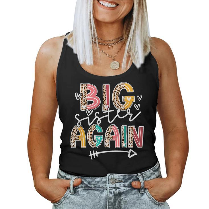 Big Sister Again Leopard Soon To Be Sis Announcement Girls  Women Tank Top Basic Casual Daily Weekend Graphic
