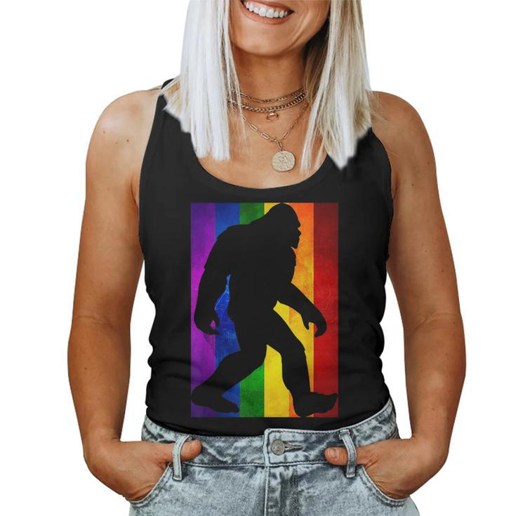 Bigfoot Rainbow Flag Gay Pride Month Lgbtq Sasquatch Women Tank Top
