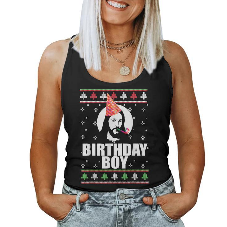 Birthday Boy Jesus Ugly Christmas Sweater Xmas Women Tank Top