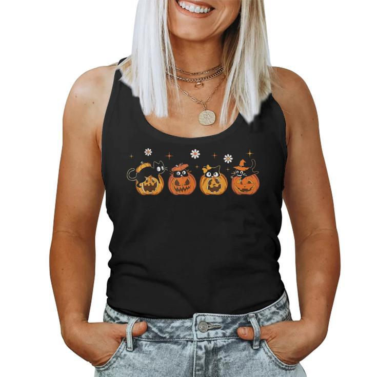 Black Cats Pumpkin Cute Halloween Cat Lover Girls Women Tank Top