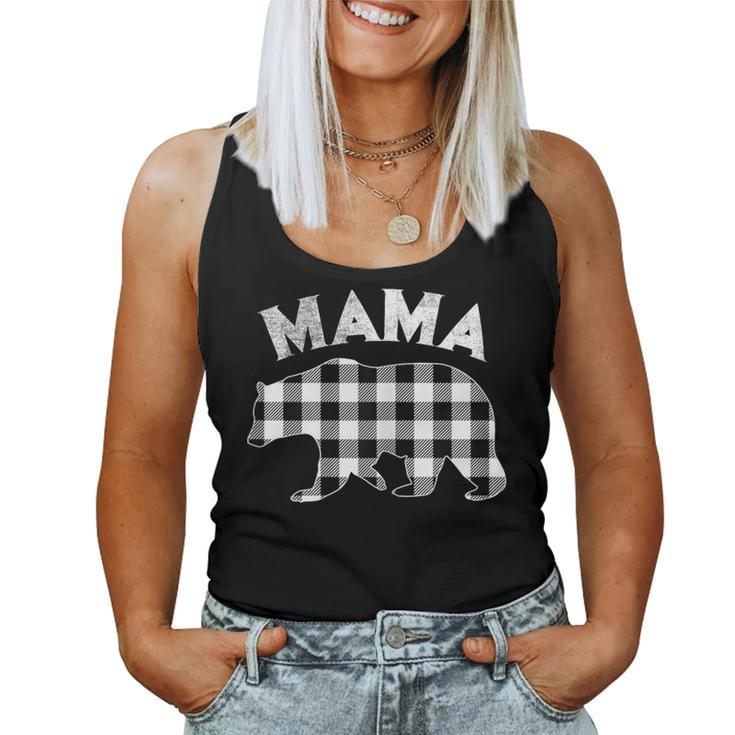 Black And White Buffalo Plaid Mama Bear Christmas Pajama Women Tank Top