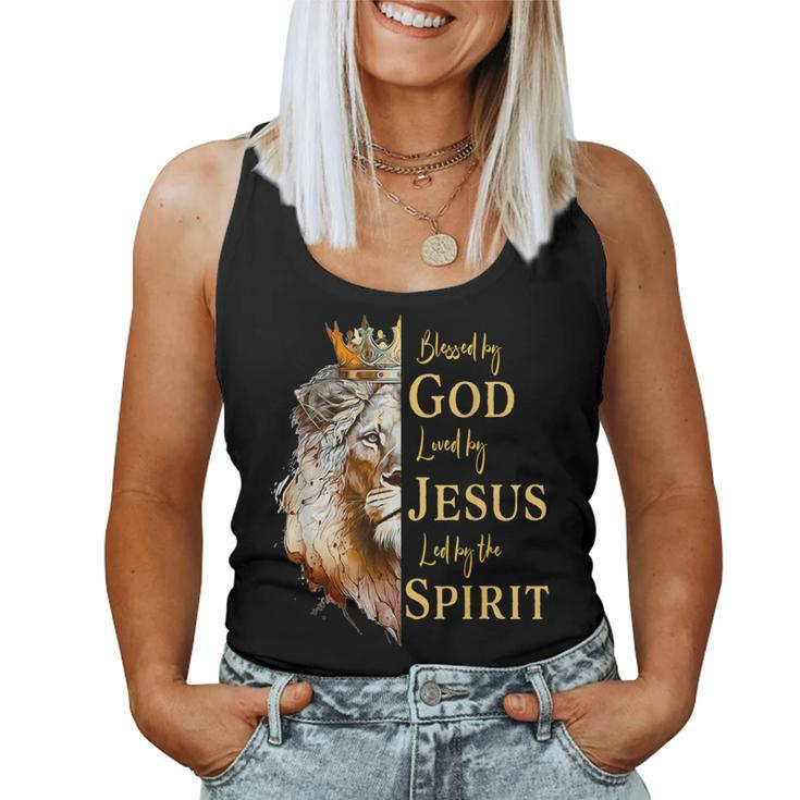 Blessed By God Loved By Jesus Lion Women Tank Top