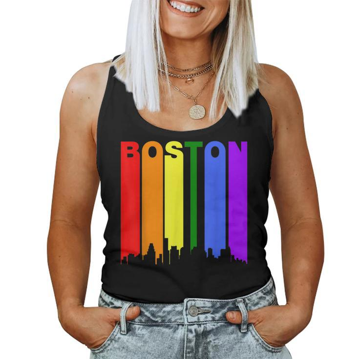 Boston Massachusetts Lgbtq Gay Pride Rainbow Skyline Women Tank Top