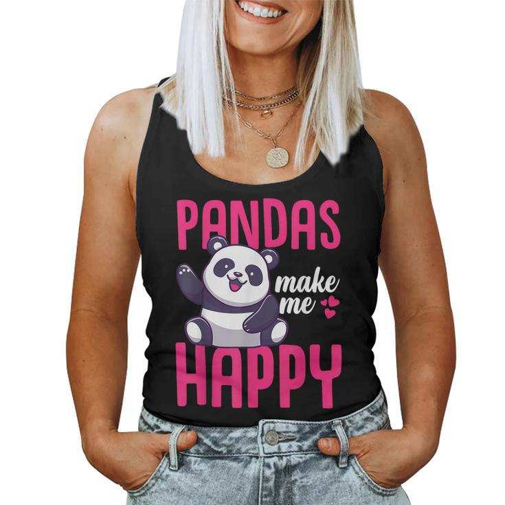 Boys Pandas Make Me Happy Panda Bear Women Tank Top