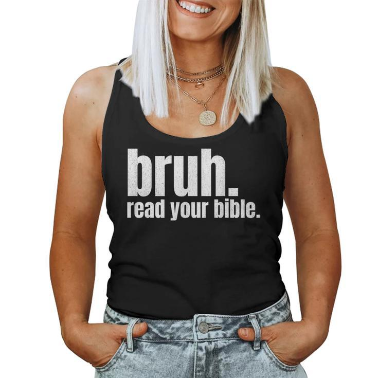 Bruh Meme Read Your Bible God Funny Modern Christian Church  Women Tank Top Basic Casual Daily Weekend Graphic