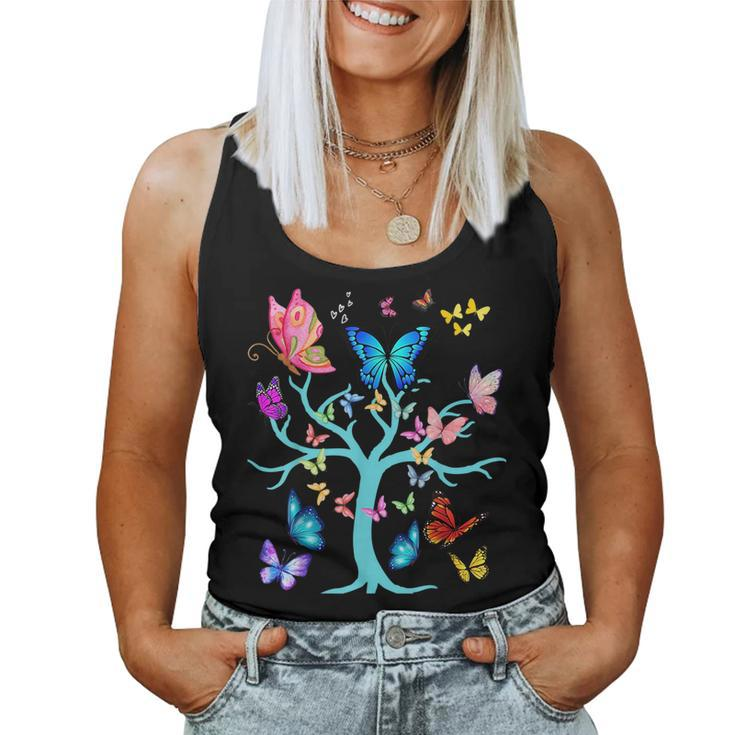 Butterfly Lovers Butterflies Circle Around The Tree Design  Women Tank Top Weekend Graphic