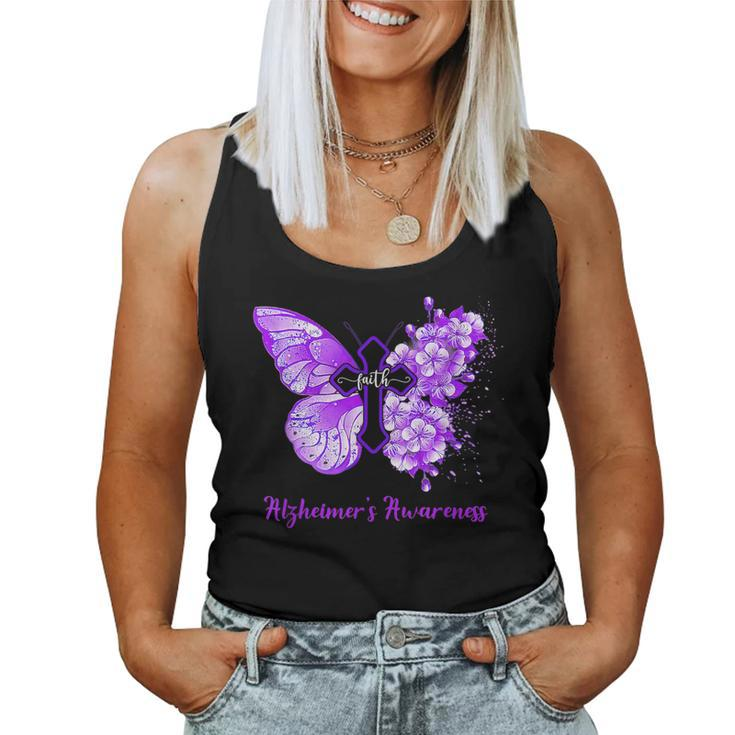 Butterfly Purple Faith Support Fight Alzheimers Awareness Women Tank Top