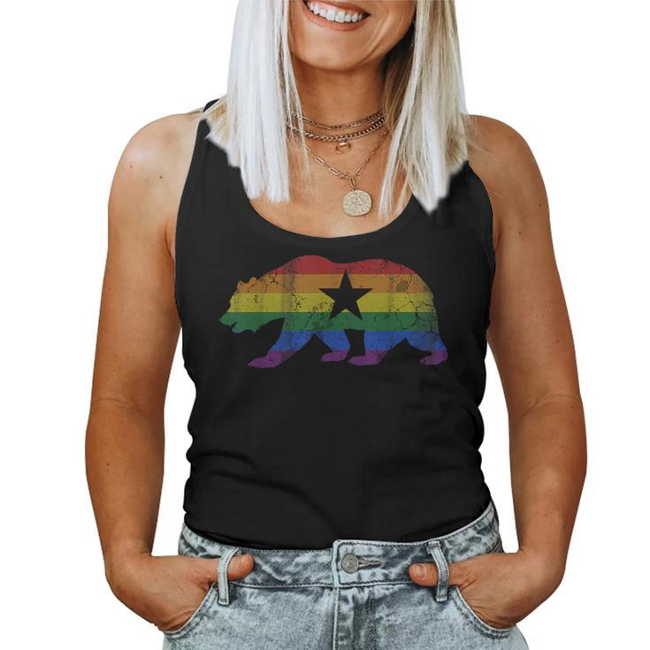 California Bear Lgbtq Gay Lesbian Pride Flag Men Women Women Tank Top