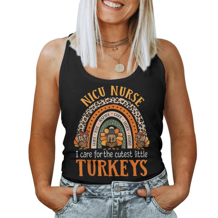 I Care For The Cutest Turkeys Thanksgiving Nicu Nurse Women Tank Top