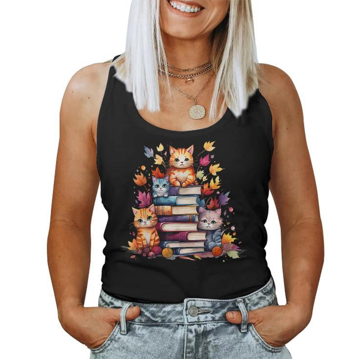 Cat Lover Cats And Books Book Lover Reading Lover Cat Women Tank Top