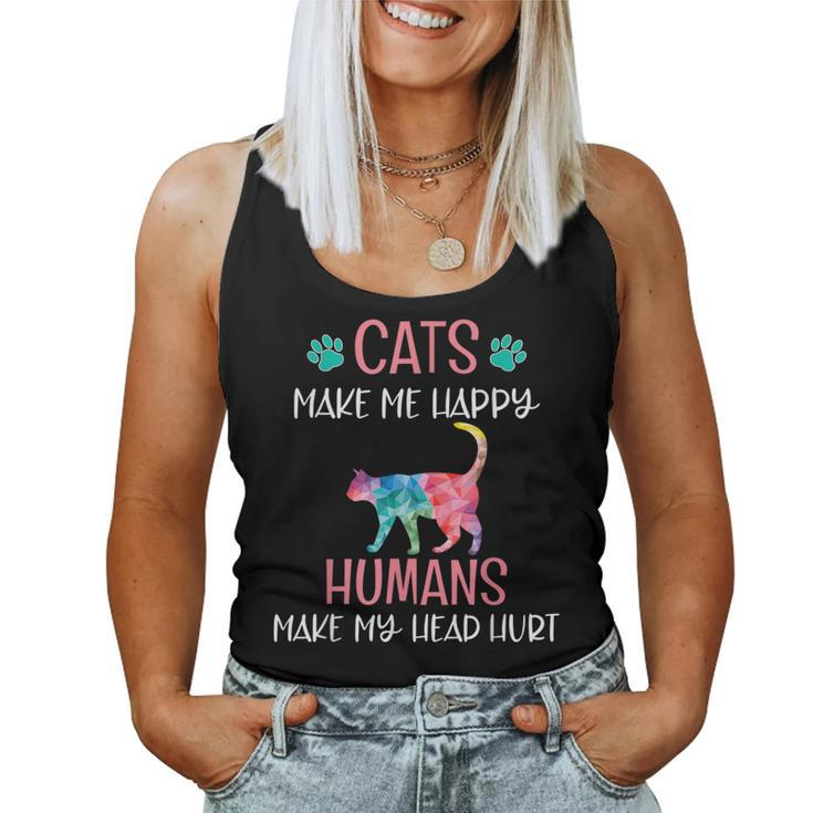 Cats Make Me Happy Cat Mom Kitten Lover Rainbow Women Tank Top